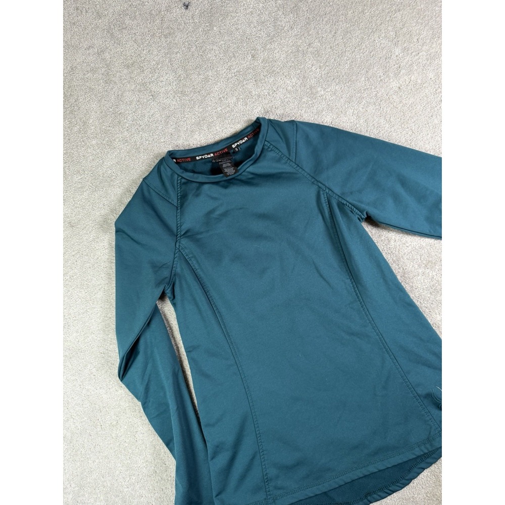 Spyder Active Women's Dark Green Crew Long Sleeve Stretch Thumbholes Gym Top S